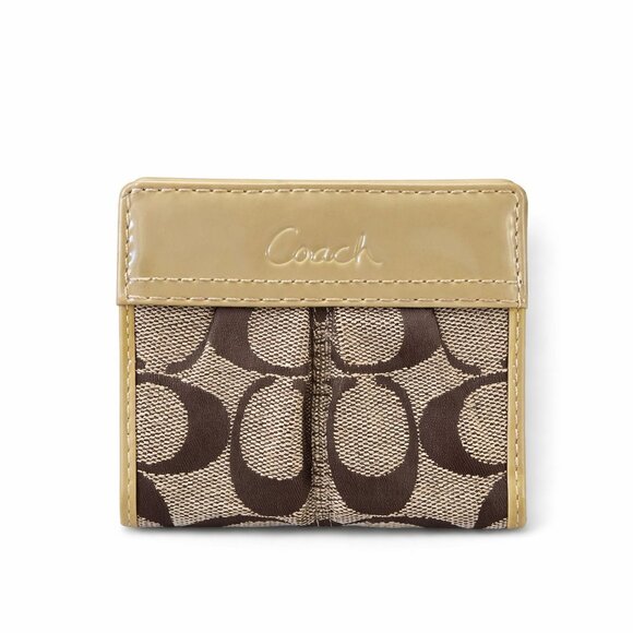 Coach Handbags - 🤩Coach Mini Single Button Wallet Beige Creme and Brown